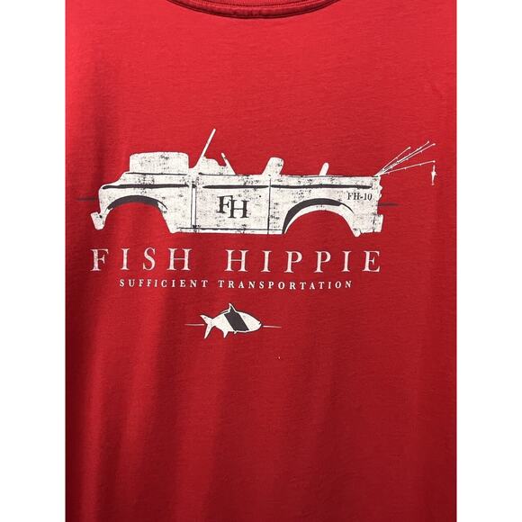 Fish Hippie Cotton Long Sleeve Tee Mens XL Red Sufficient Transportation Graphic - Picture 5 of 7